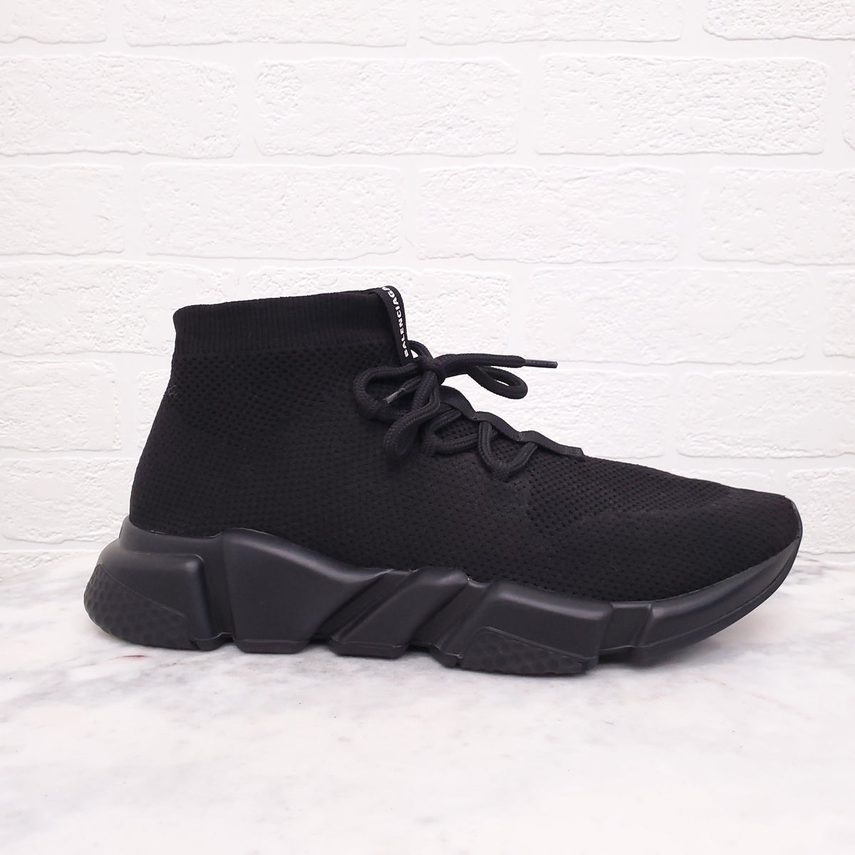 BALENCIAGA BLACK SPEED TRAINER LACE UP SOCK SNEAKERS - SIZE 41