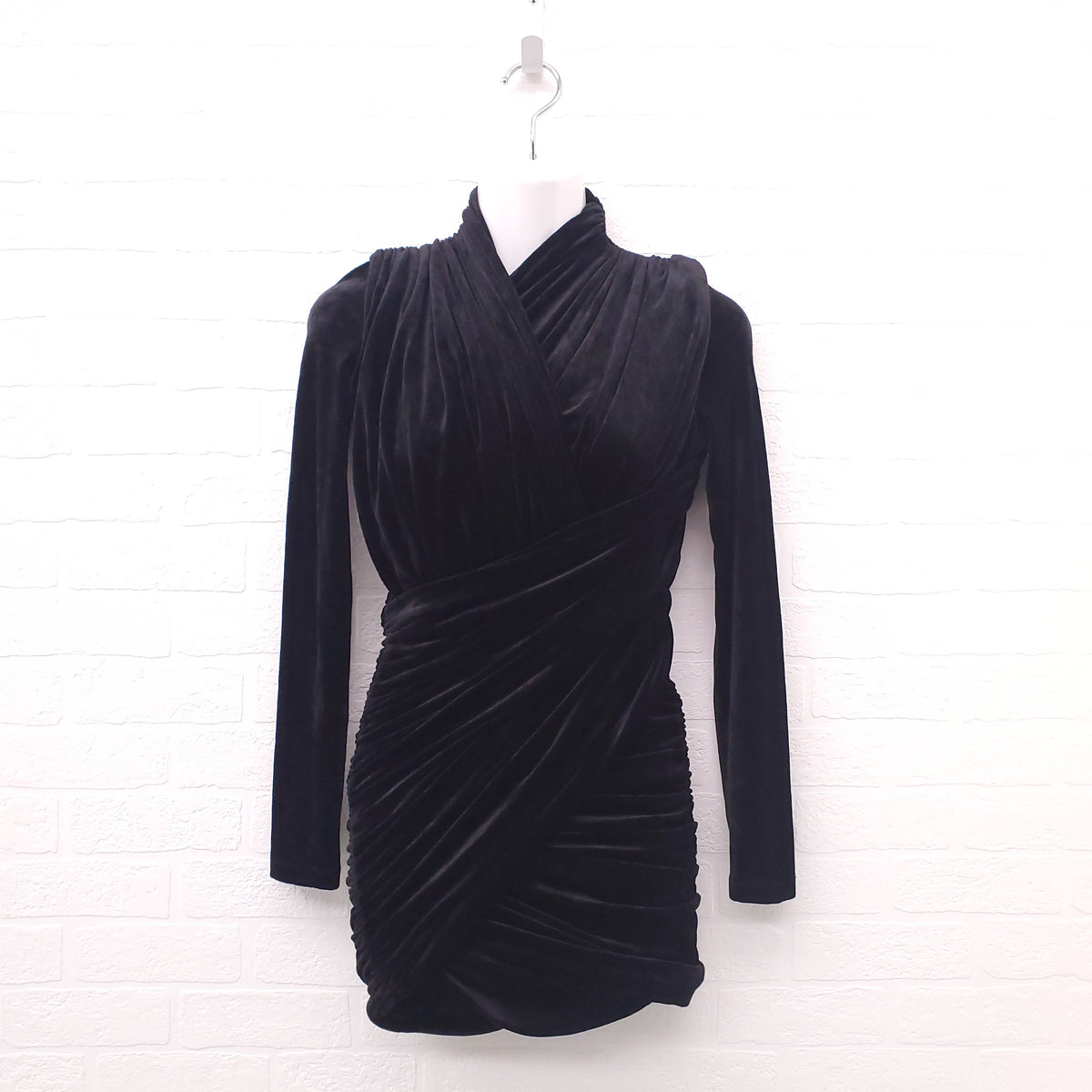 BALENCIAGA FLUID VELVET MINI DRESS - SIZE 34