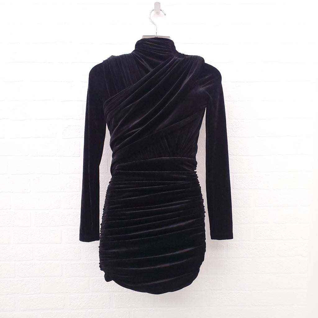 BALENCIAGA FLUID VELVET MINI DRESS - SIZE 34