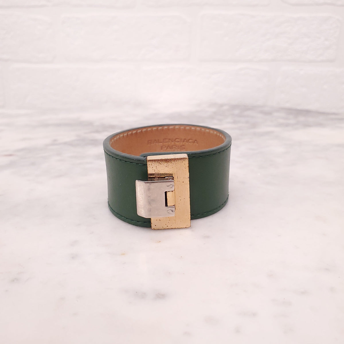 BALENCIAGA GREEN LEATHER BRACELET