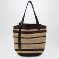Loewe Loop Bag In Chocolate/Natural Striped Raffia Men