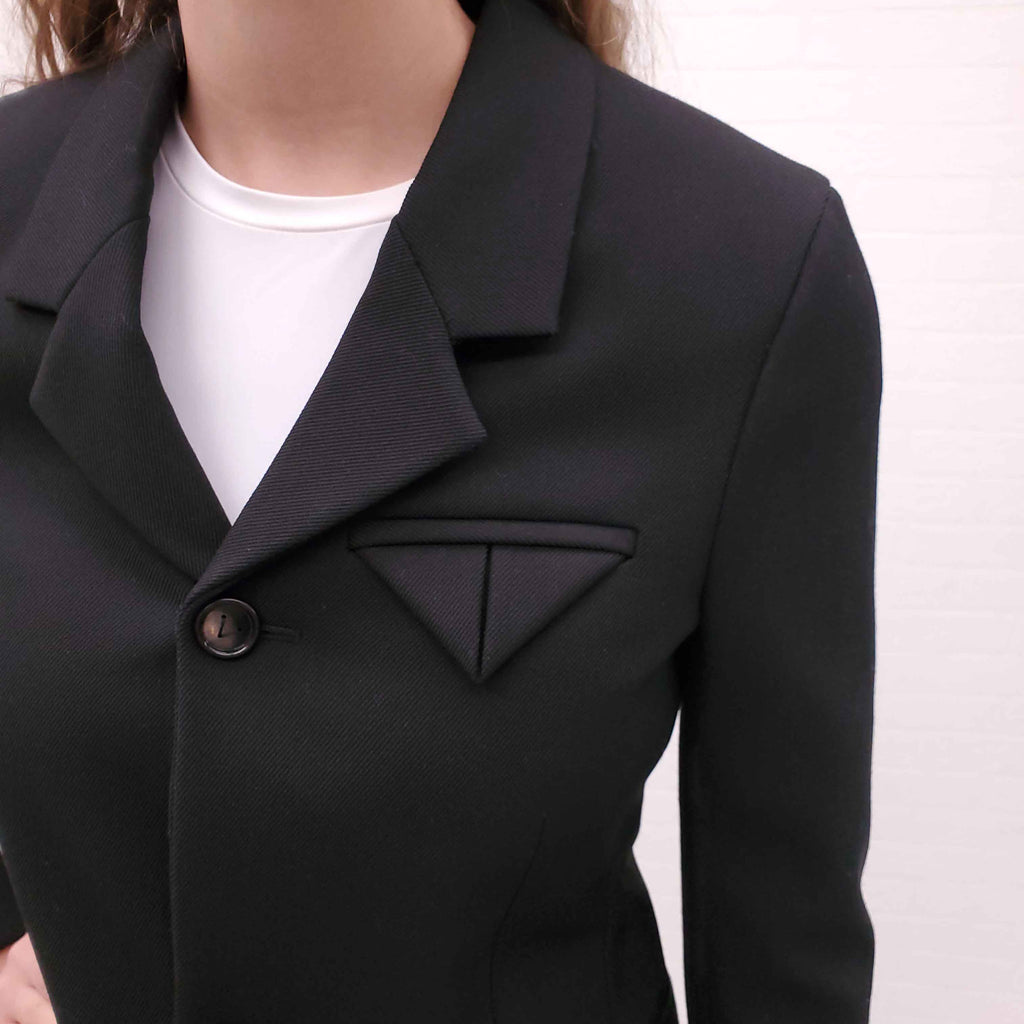 BOTTEGA VENETA BLACK TECH WOOL TWILL JACKET - SIZE 36