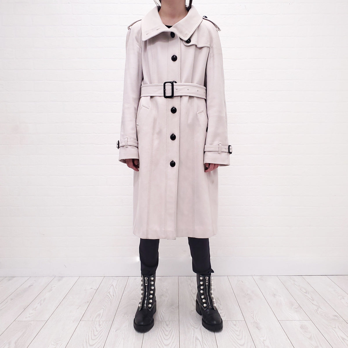 BURBERRY WOOL TRENCH COAT - SIZE 12