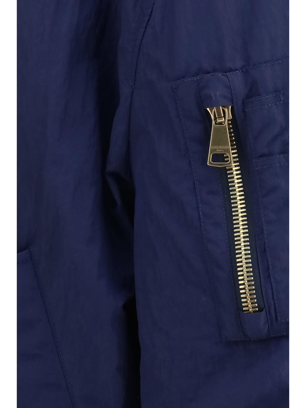 Balmain Men Nylon Bomber Jacket With Embroidered Back Logo