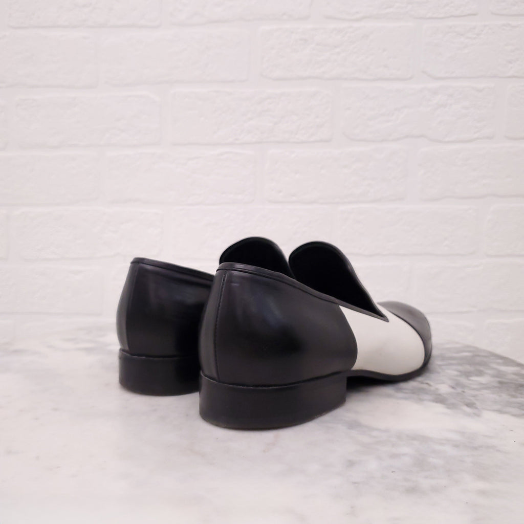 CELINE BLACK AND WHITE LOAFERS - SIZE 38