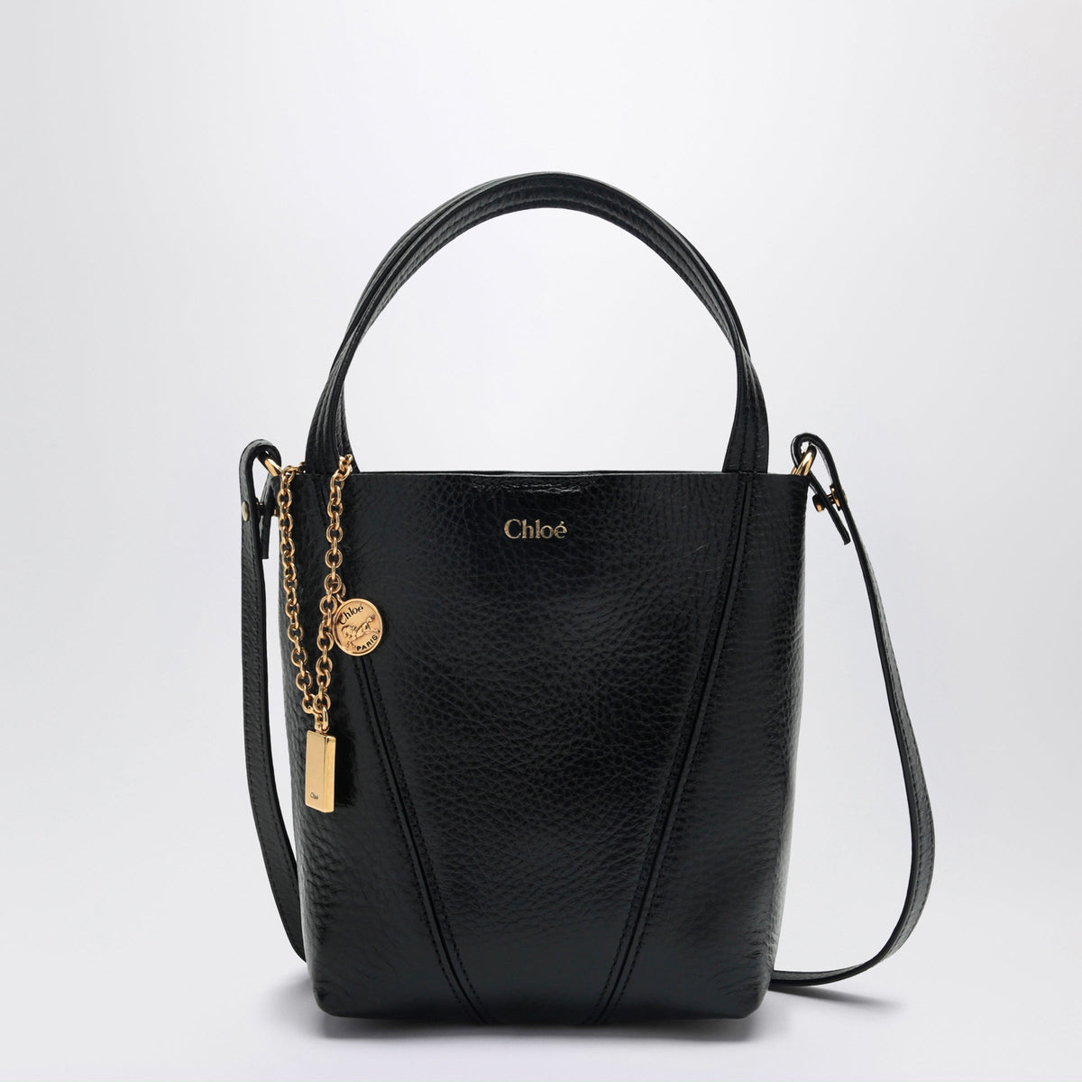 Chloe Small Spin Black Leather Tote Bag Women