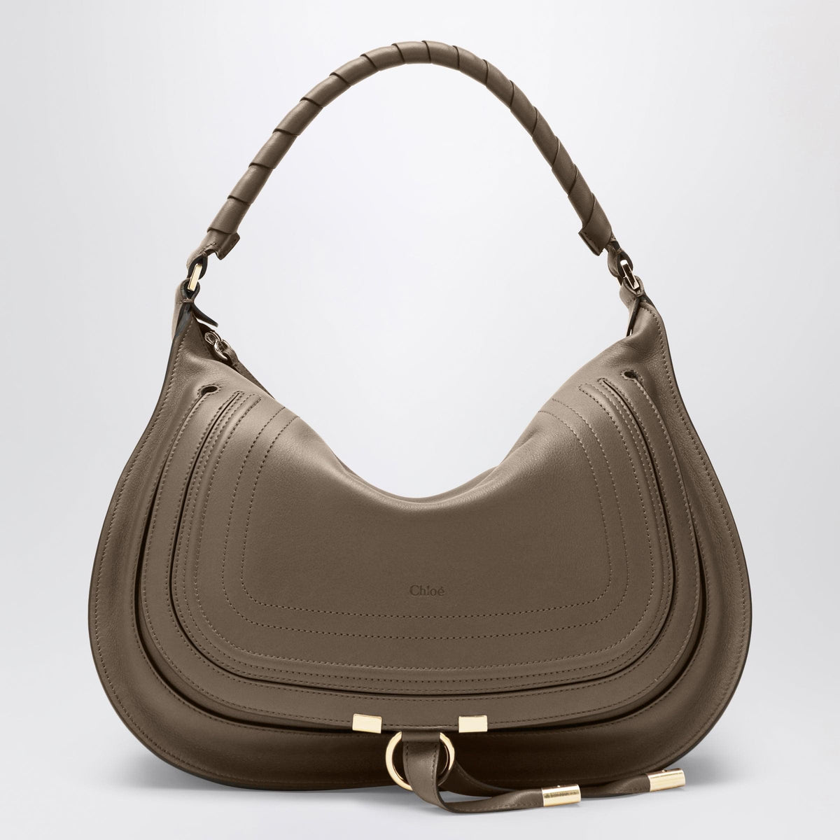 Chloe Taupe Marcie Shoulder Bag In Leather Women