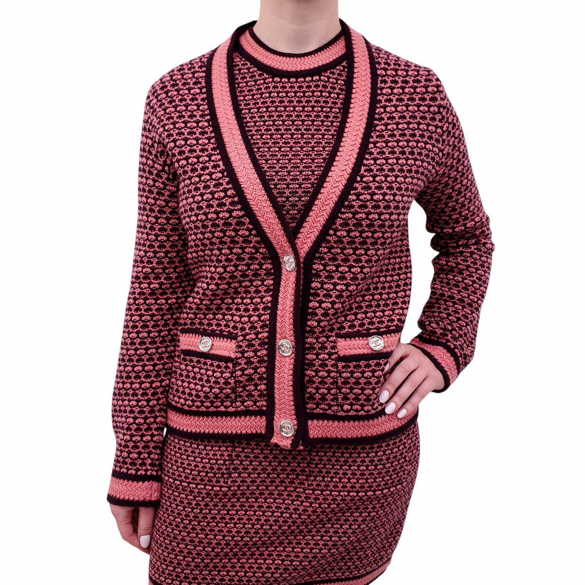 CHANEL 2023 CARDIGAN WITH CC LOGO BUTTONS - SIZE 36