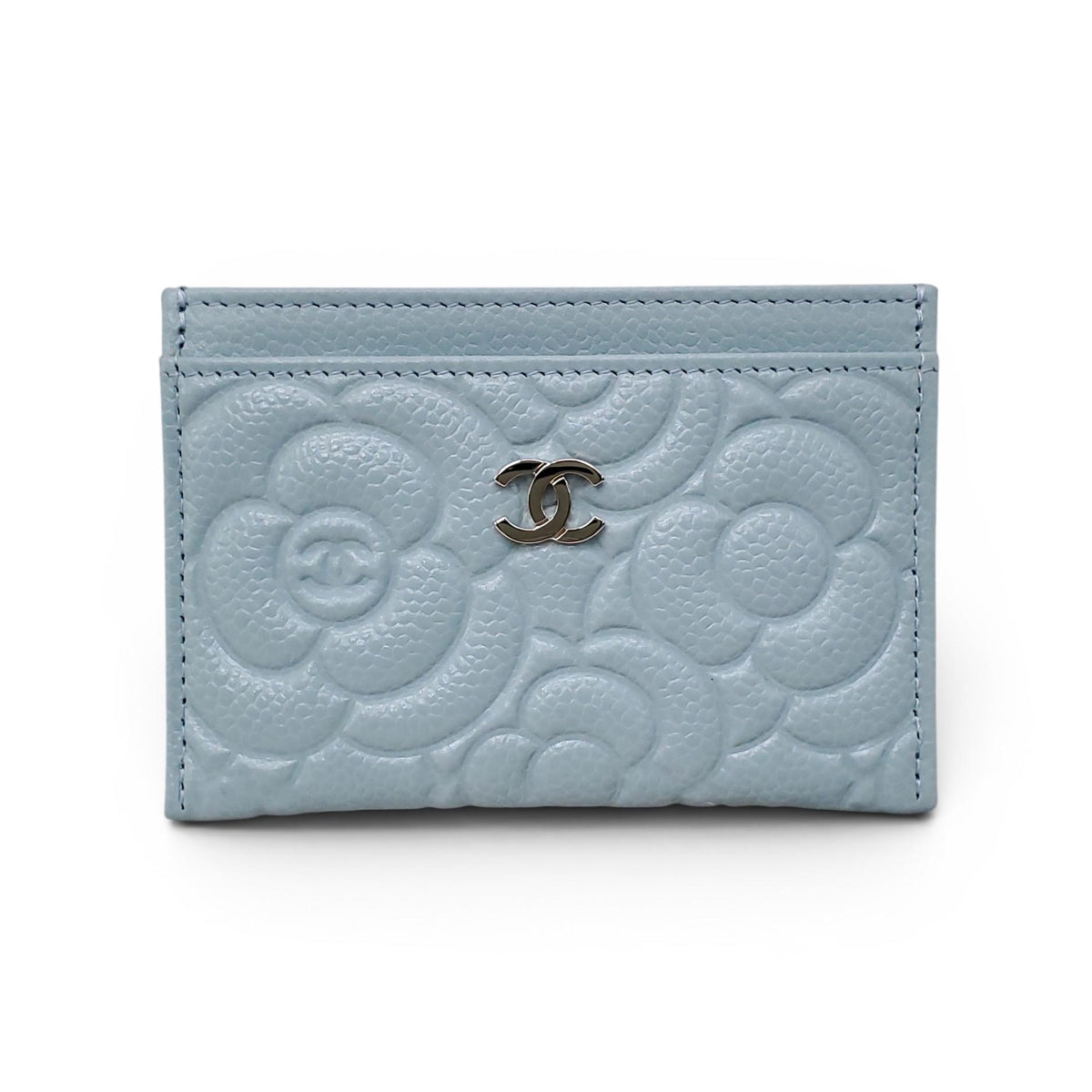 CHANEL BLUE CAMÉLIA CARD HOLDER
