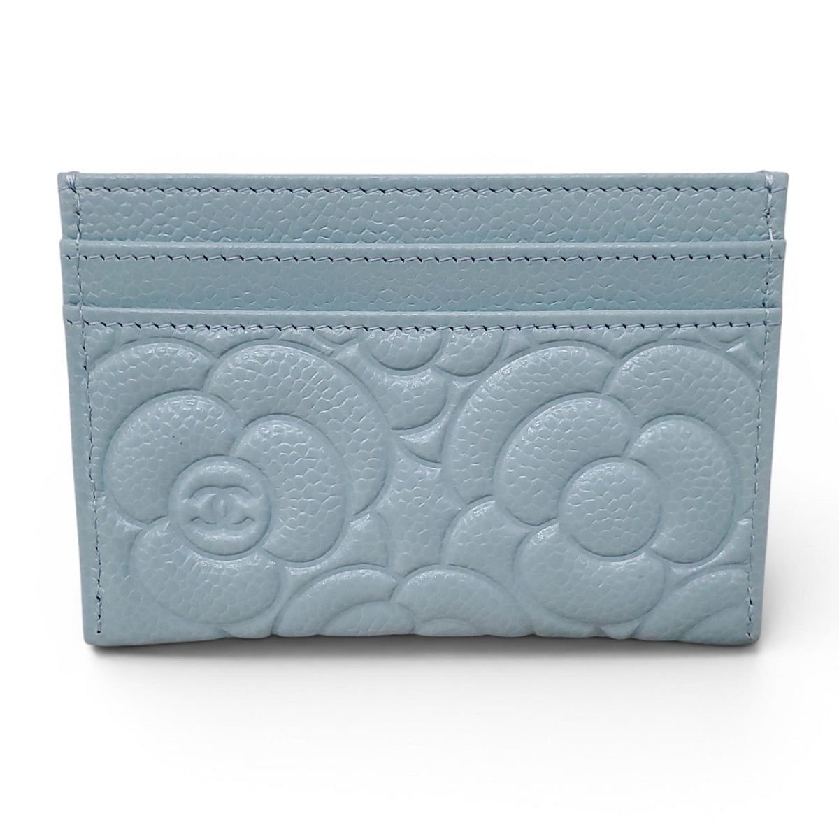 CHANEL BLUE CAMÉLIA CARD HOLDER