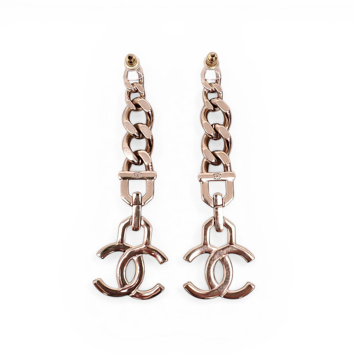 CHANEL CRYSTAL AND PEARL CC LOGO DROP EARRINGS