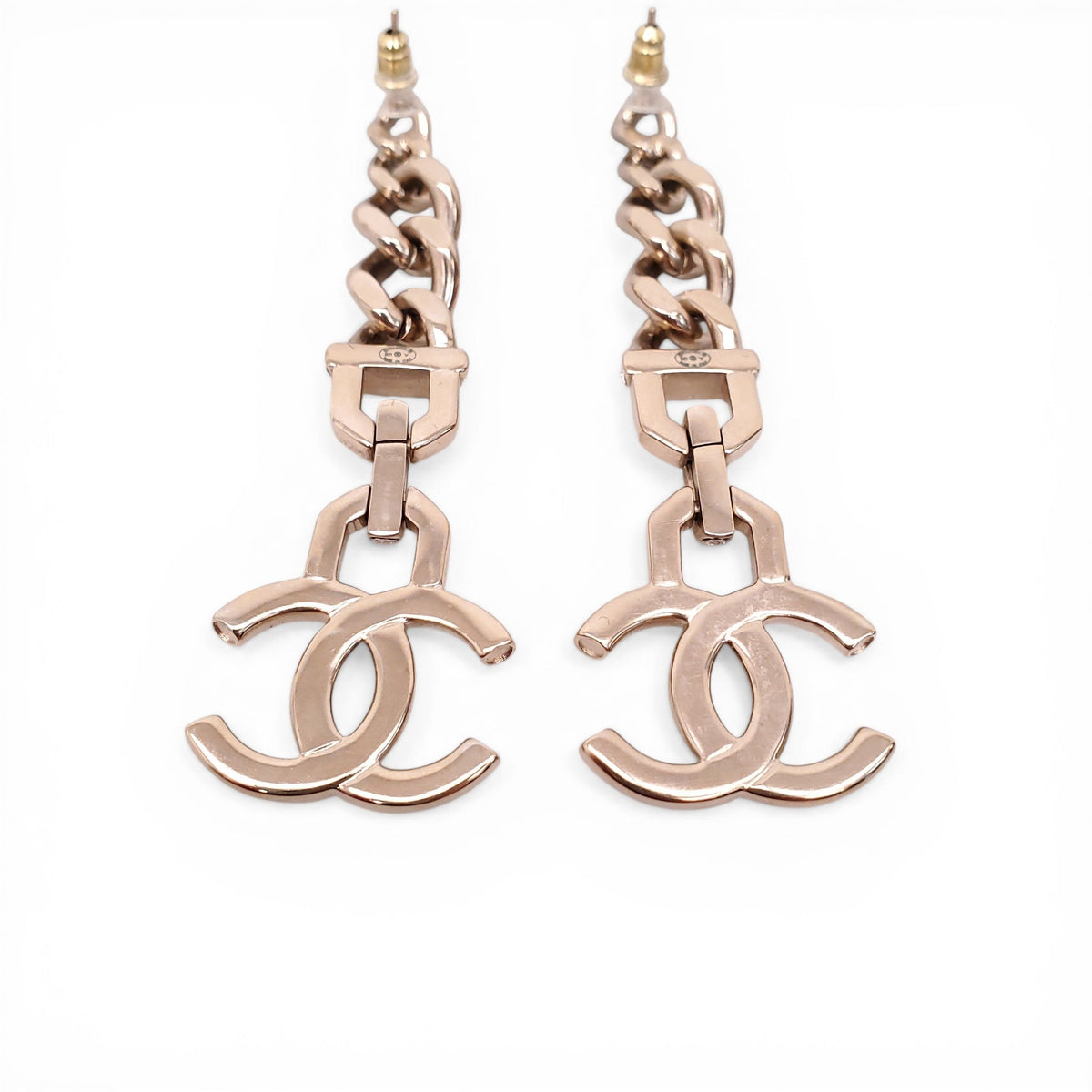 CHANEL CRYSTAL AND PEARL CC LOGO DROP EARRINGS