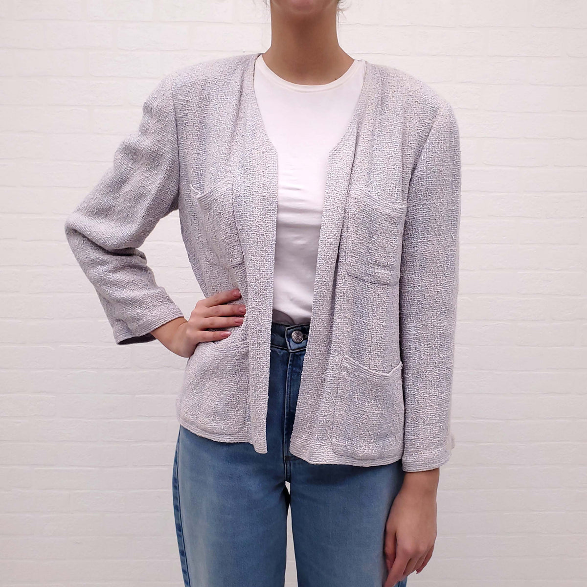 CHANEL LILAC TWEED JACKET - SIZE 42