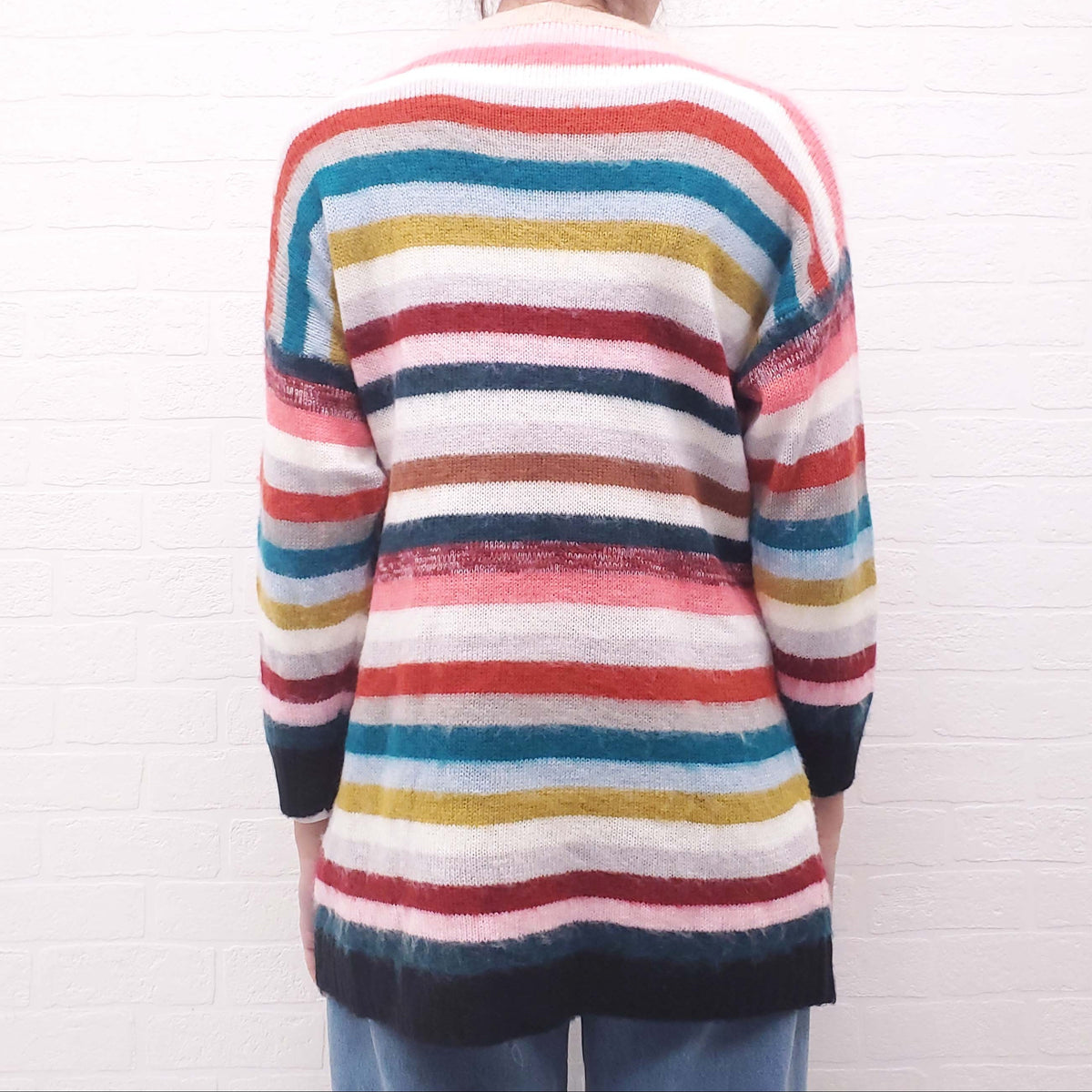 CHLOÉ OVERSIZED RAINBOW STRIPED SWEATER - SIZE M