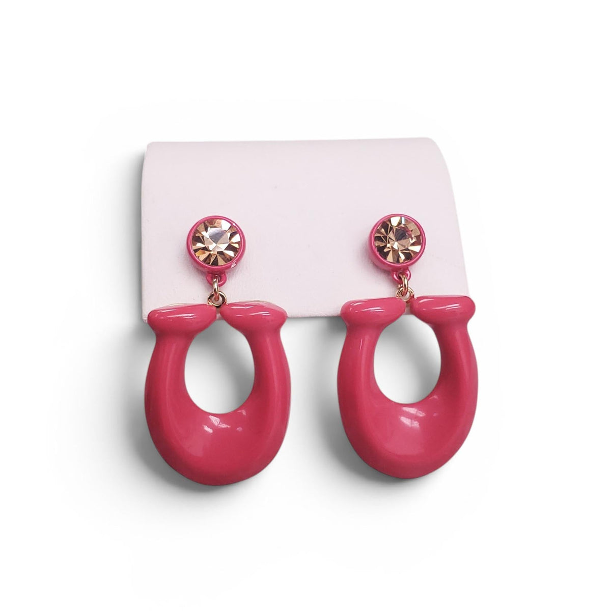 COACH PINK CRYSTAL LOGO EARRINGS