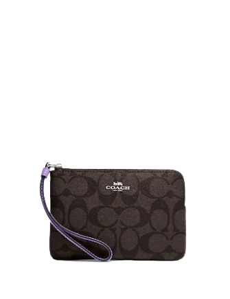 Coach Corner Zip Wristlet In Signature Canvas