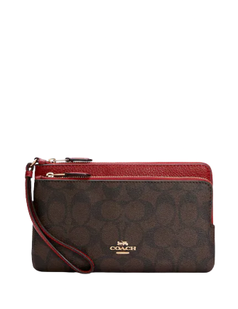 Coach Double Zip Wallet In Signature Canvas