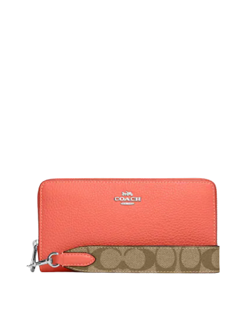 Coach Long Zip Around Wallet With Signature Canvas