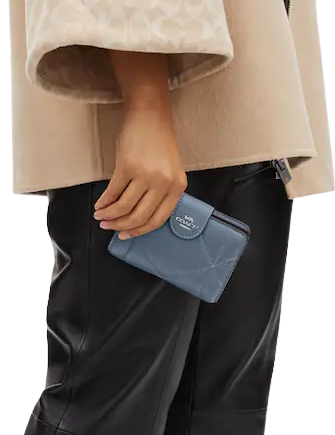 Coach Medium Corner Zip Wallet With Puffy Diamond Quilting