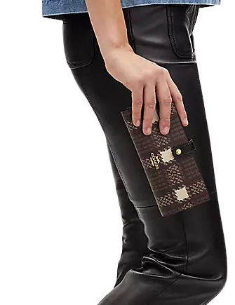 Coach Slim Wallet With Brushed Plaid Print