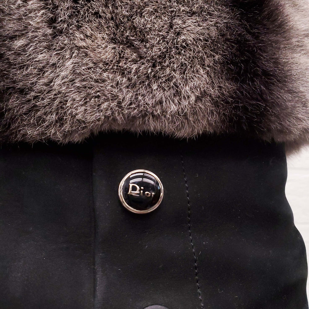 DIOR SUEDE BOOTIES WITH RABBIT FUR DETAIL - SIZE 37