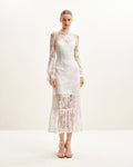 Elegant Lace Midi Dress - White