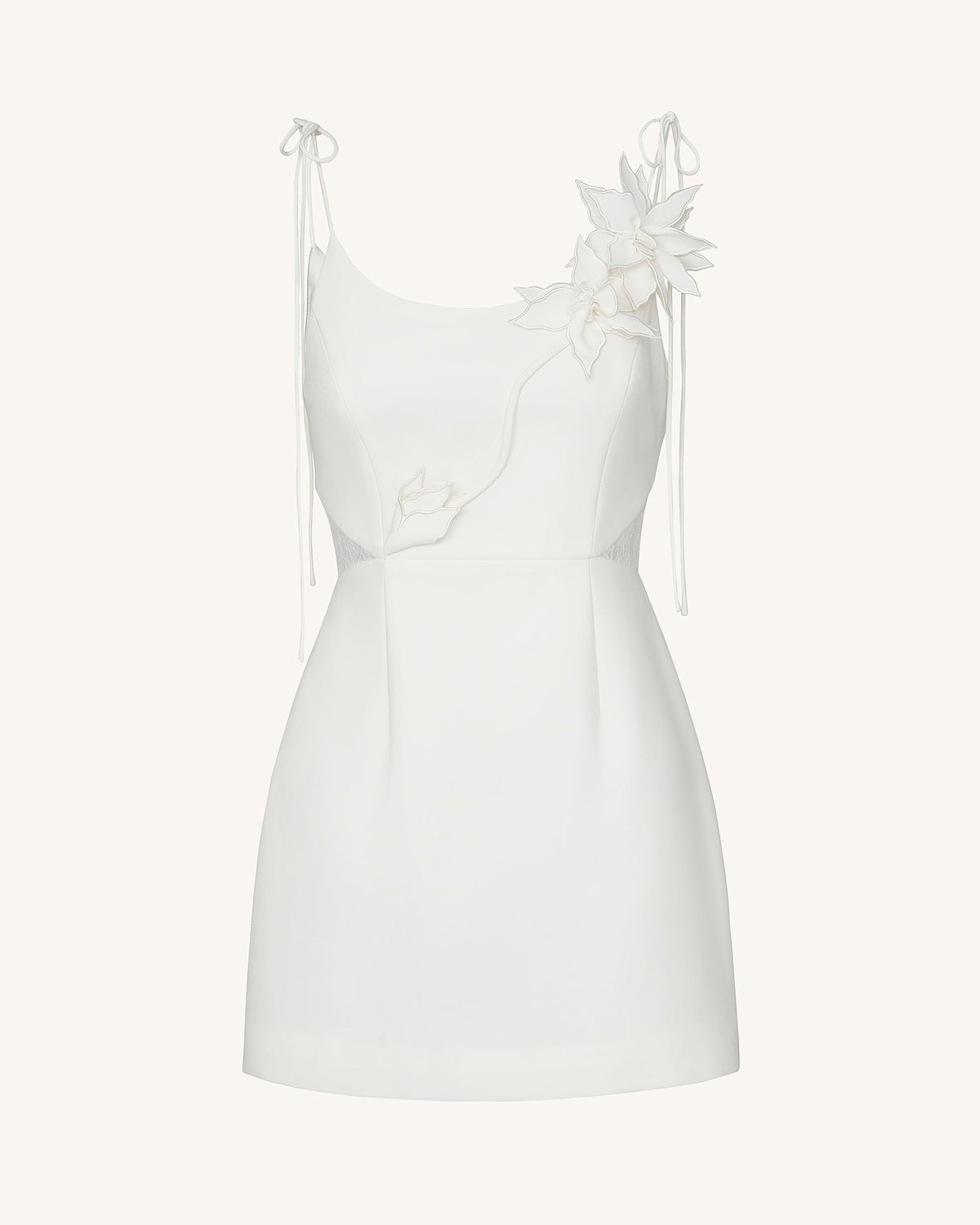 Floral Vine Tie Dress - White
