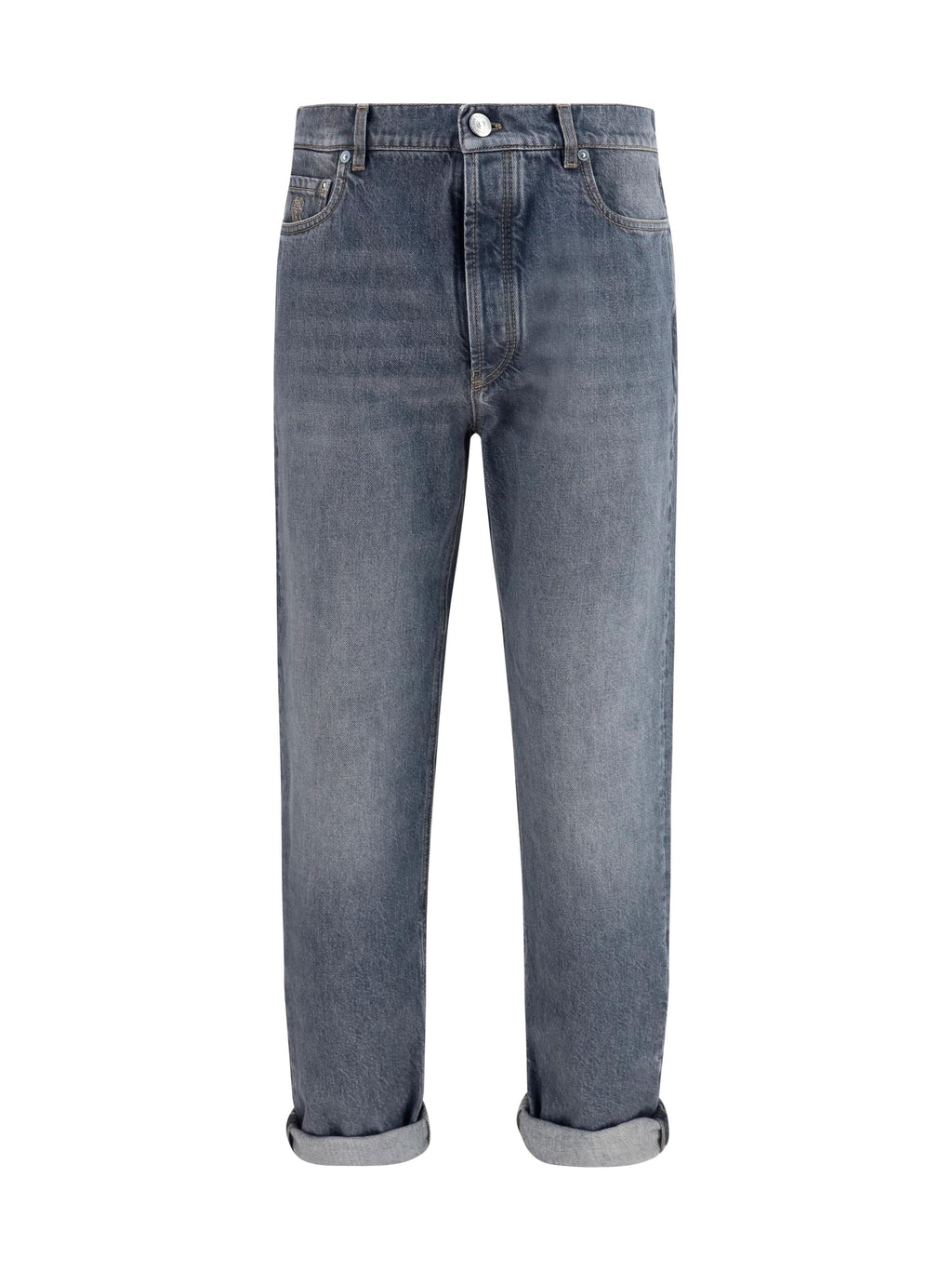 Brunello Cucinelli Men Straight-Leg Turn-Up Jeans