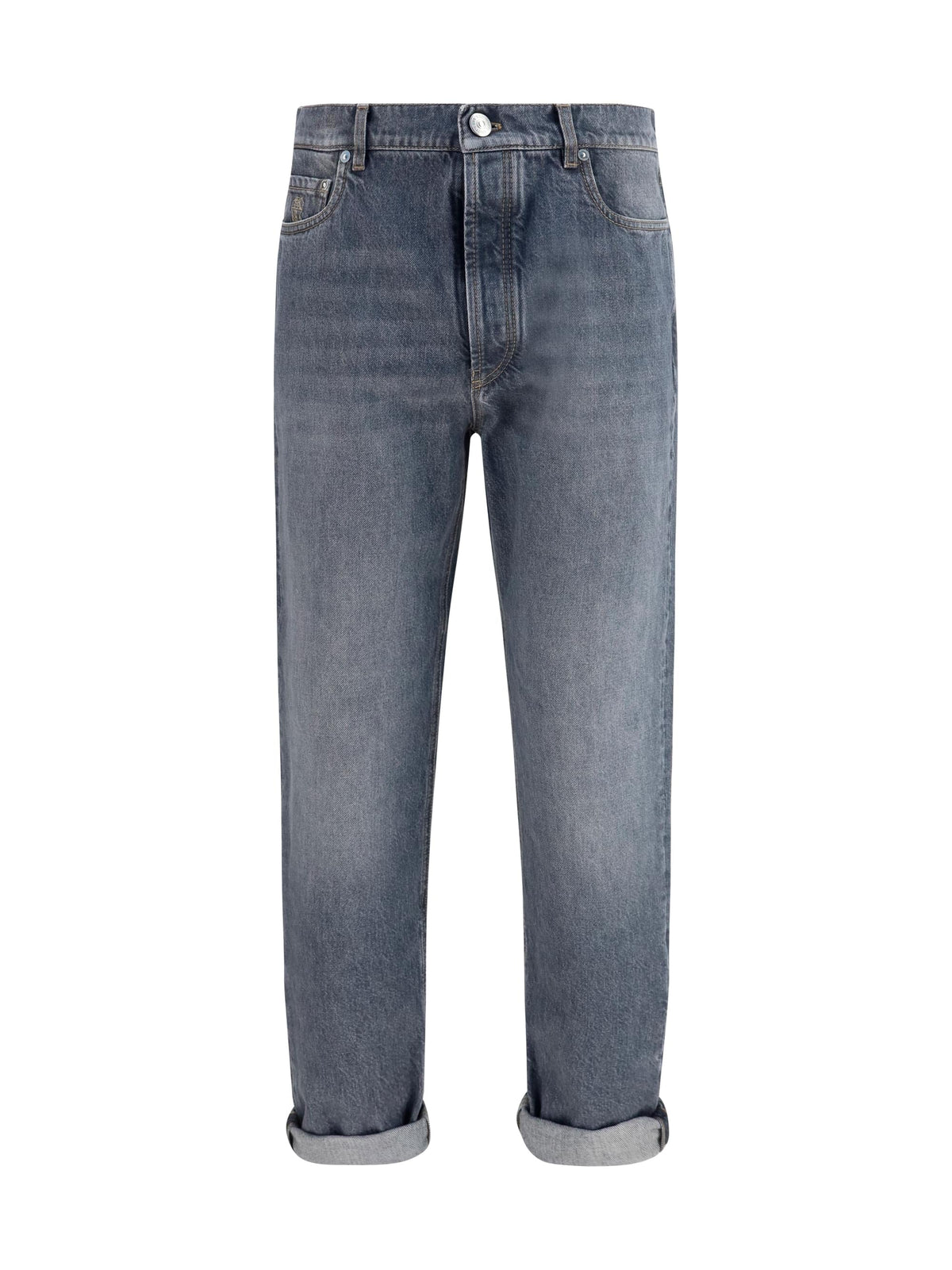 Brunello Cucinelli Men Straight-Leg Turn-Up Jeans