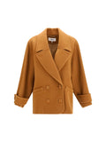 Chloé Women Double-Breasted Herringbone Wool Short Coat