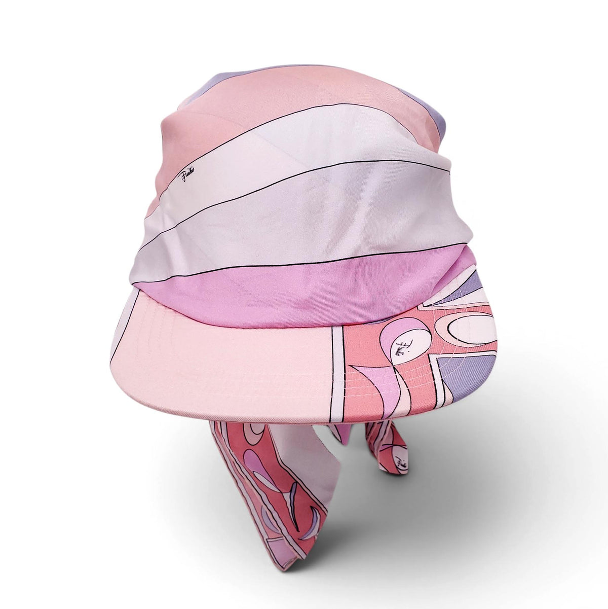 EMILIO PUCCI PINK PATTERNED SILK TWILL VISOR - SIZE 2
