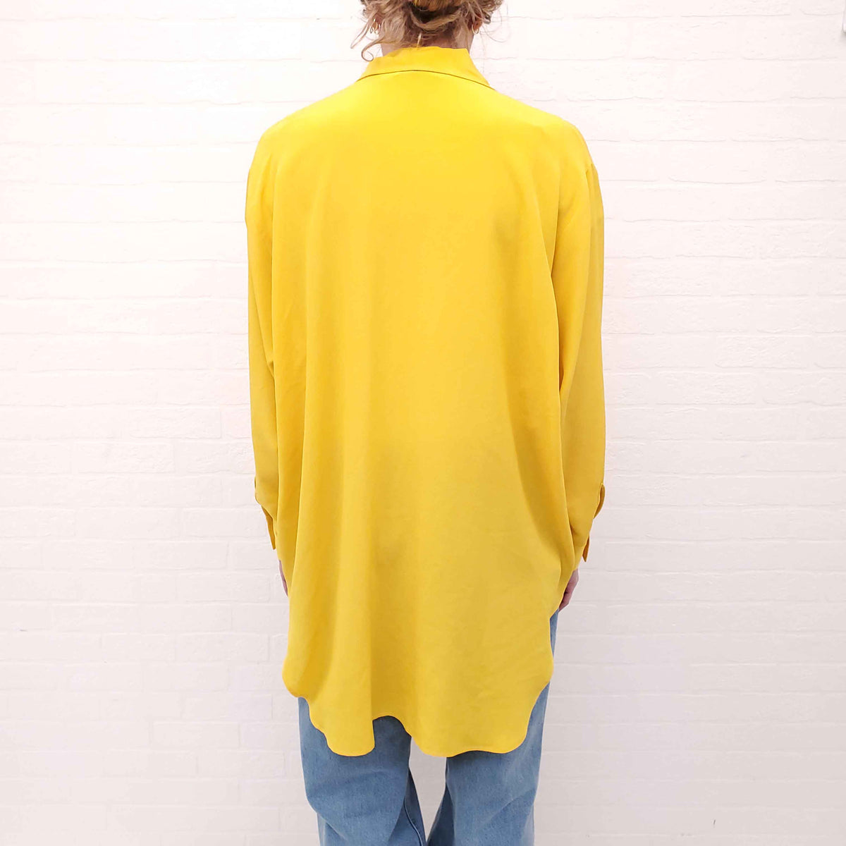 ETRO YELLOW SILK OVERSIZED BLOUSE - SIZE 40