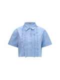 Miu Miu Women Poplin Shirt With Ruffle Details