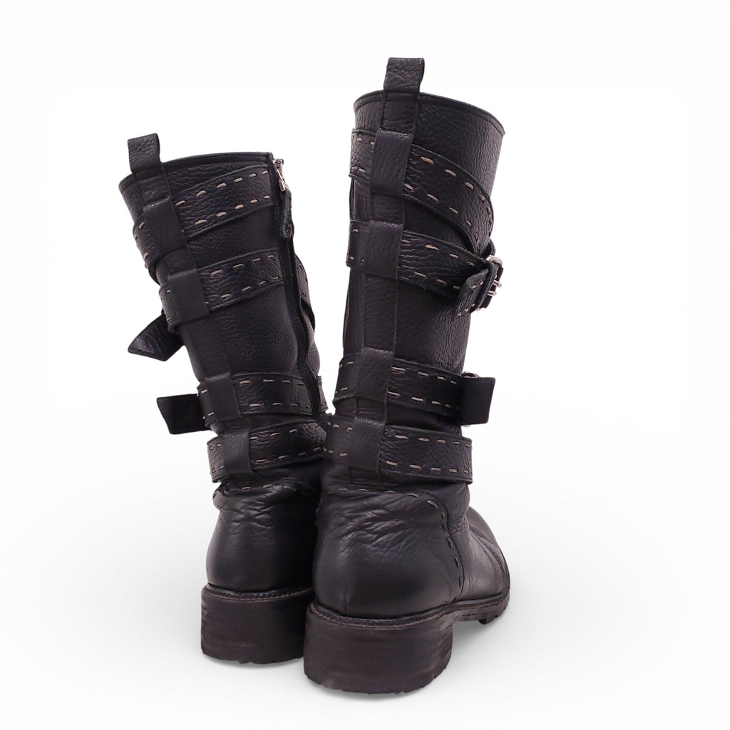 FENDI BLACK WRAP AROUND BOOTS - SIZE 39
