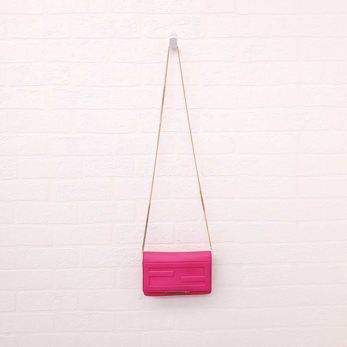 FENDI FF FUSCHIA PINK WALLET ON A CHAIN