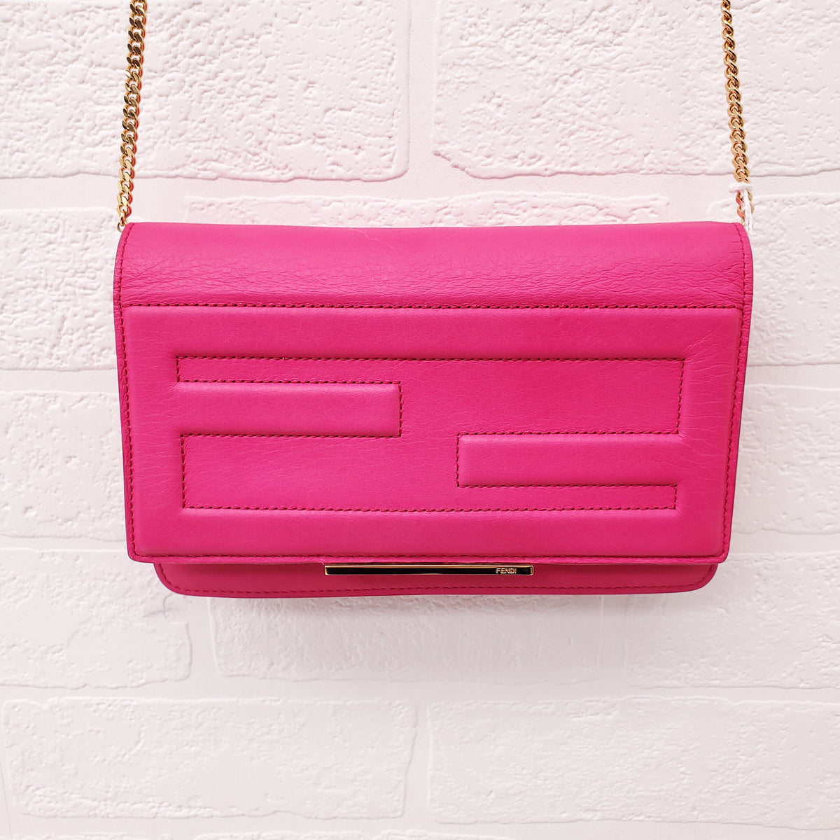 FENDI FF FUSCHIA PINK WALLET ON A CHAIN