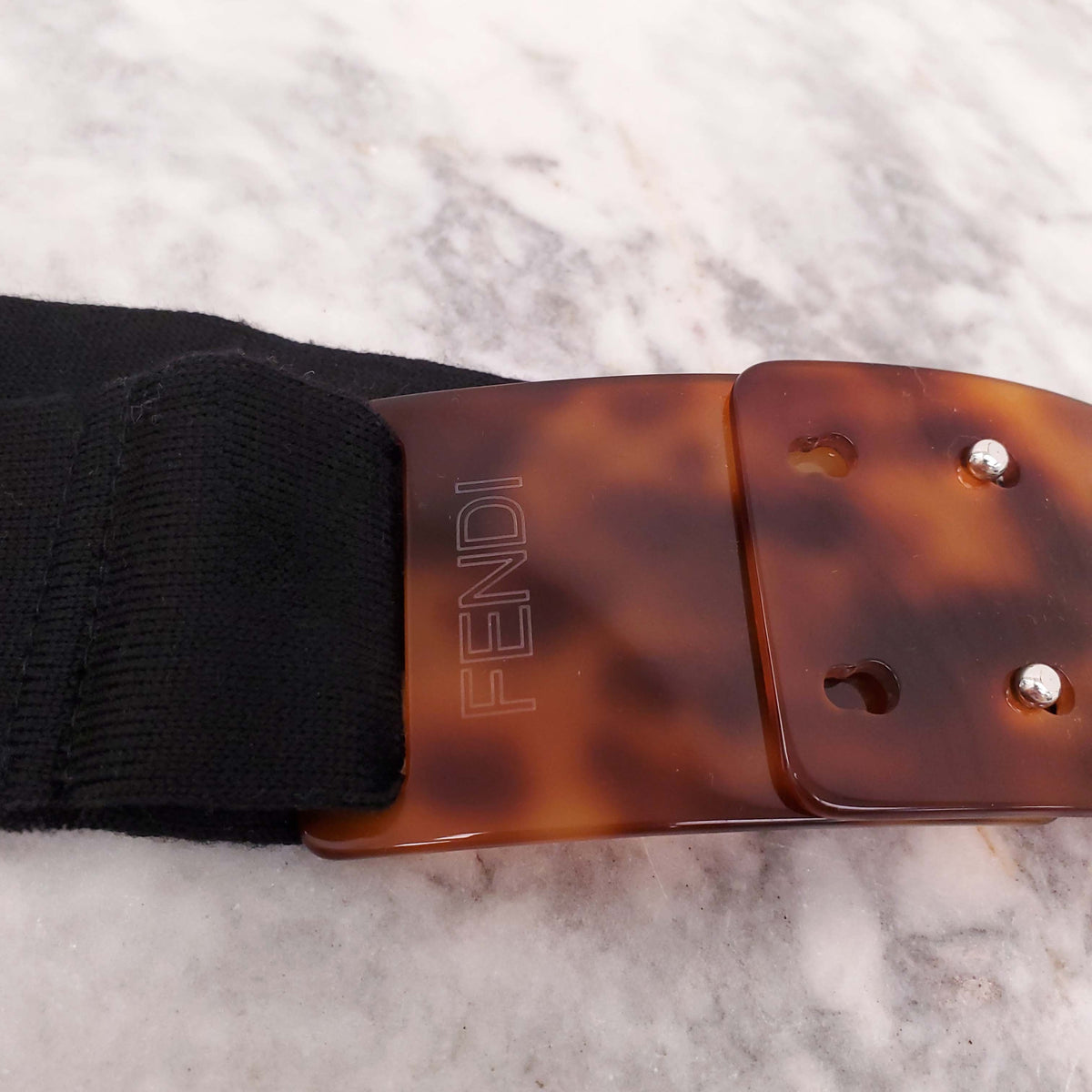 FENDI TORTOISE SHELL LOGO BELT - SIZE S