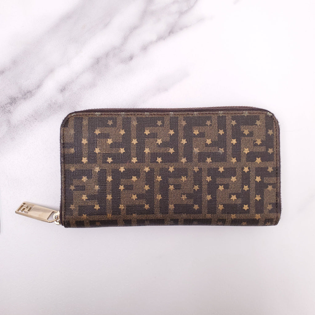 FENDI ZUCCA PRINT WALLET WITH STAR DETAILS