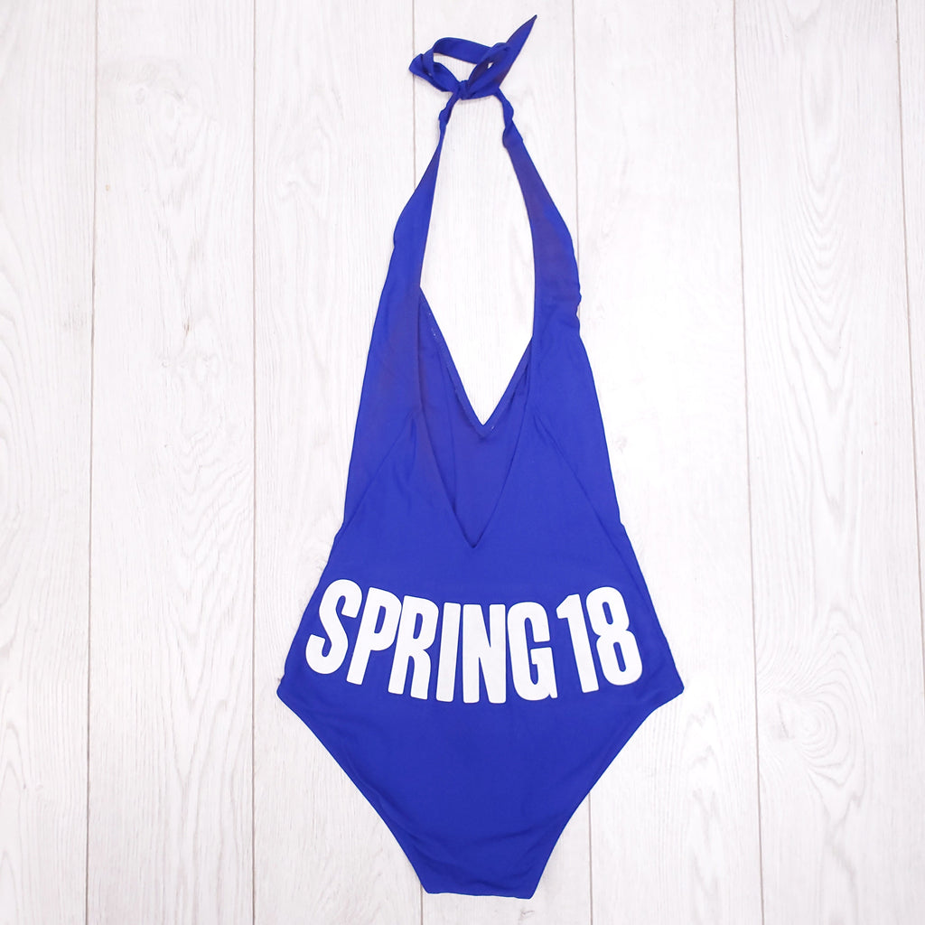 GIVENCHY ROYAL BLUE LOGO ONE PIECE SWIMSUIT - SIZE 36