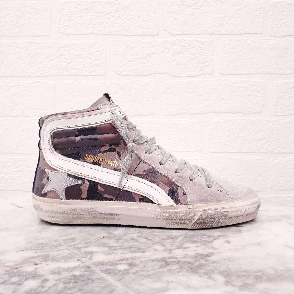 GOLDEN GOOSE CAMO 'SLIDE' SNEAKERS - SIZE 36