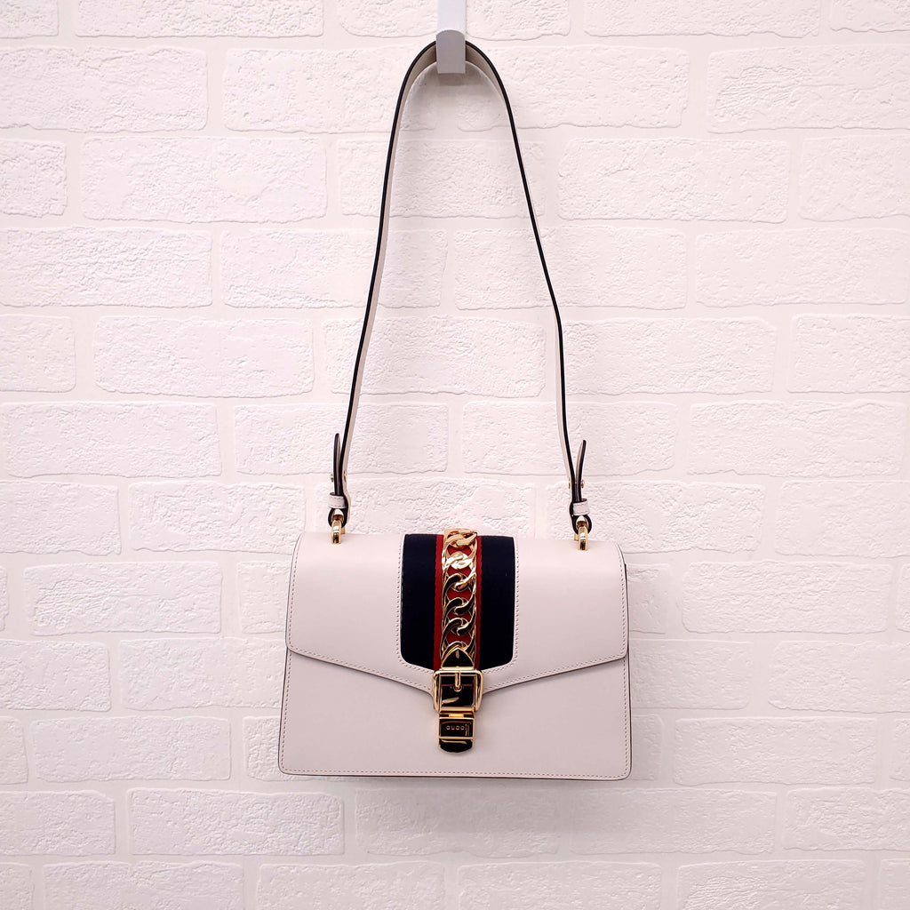 GUCCI CREAM LEATHER SYLVIE BAG