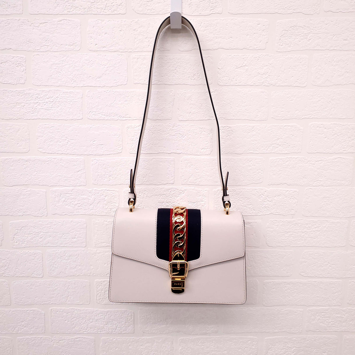 GUCCI CREAM LEATHER SYLVIE BAG