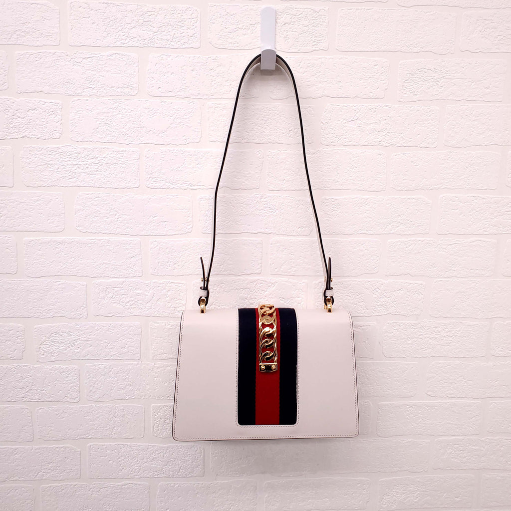 GUCCI CREAM LEATHER SYLVIE BAG