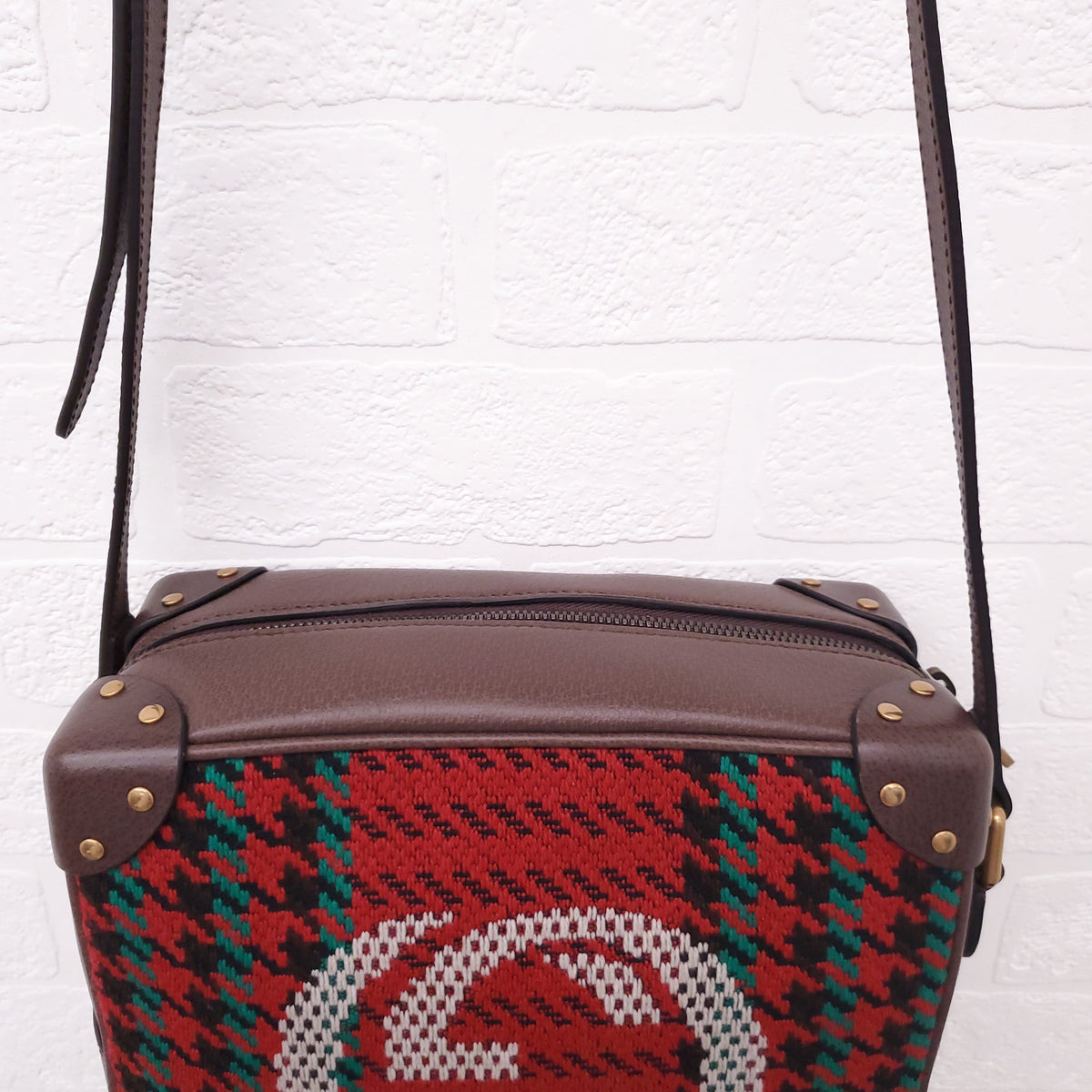 GUCCI HOUNDSTOOTH SOFT TRUNK BAG
