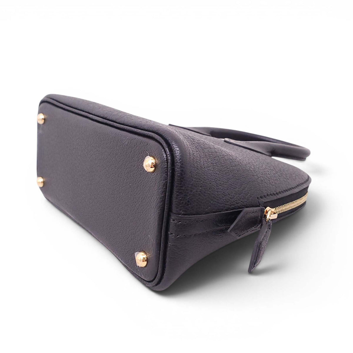 HERMÈS BLACK MINI CHEVRE BOLIDE TOP HANDLE BAG