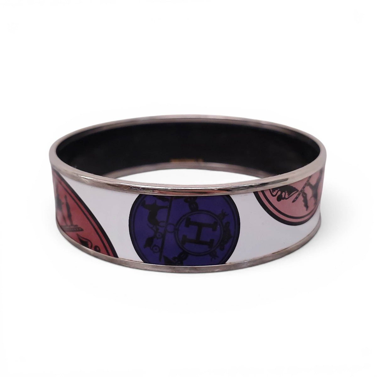 HERMÈS LARGE H LOGO PATTERNED BANGLE - SIZE 70