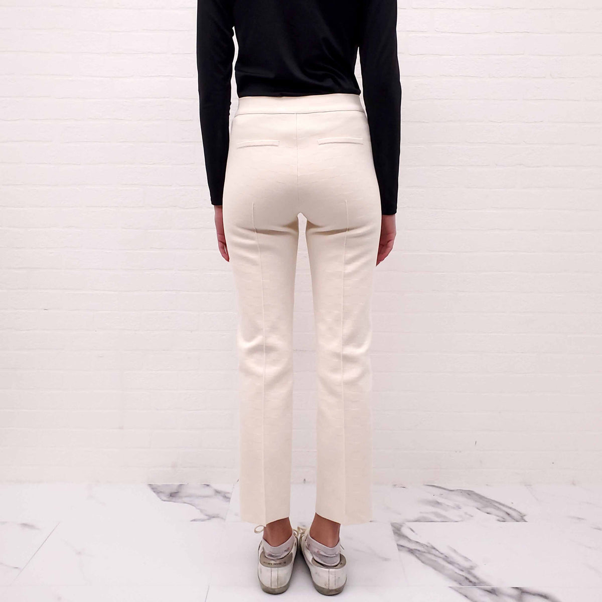 HIGH SPORT CREAM PATTERNED TROUSERS - SIZE S