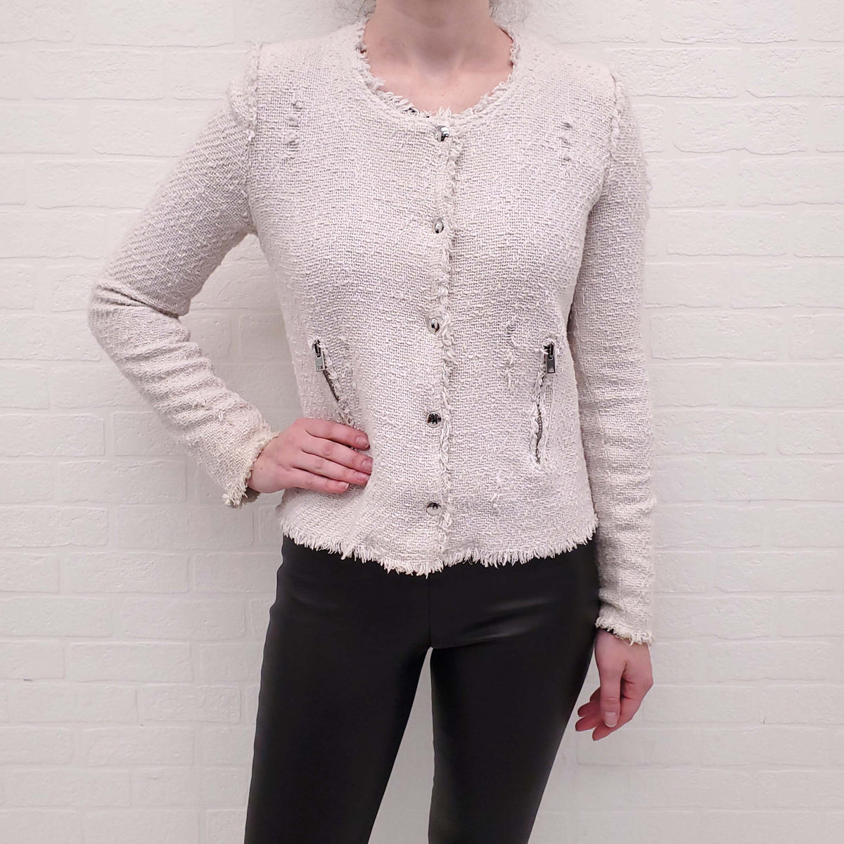 IRO OFF-WHITE KNIT JACKET - SIZE 38