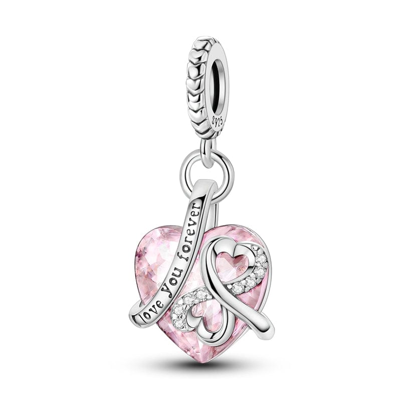 Love You Forever Pink Heart Charm