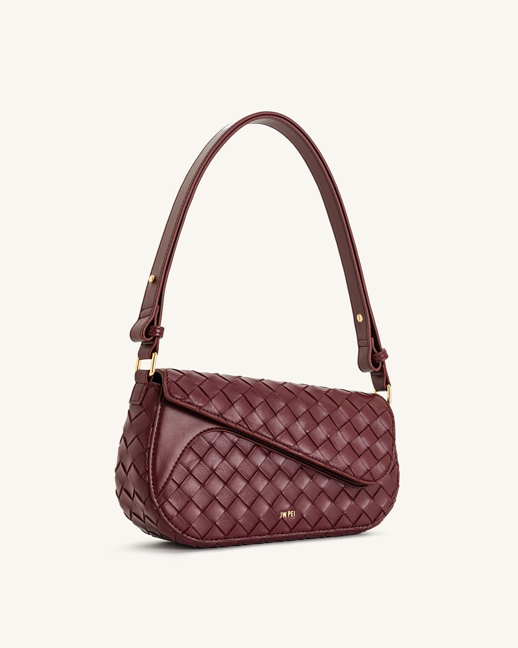 Addisyn Weave Texture Shoulder Bag - Burgundy